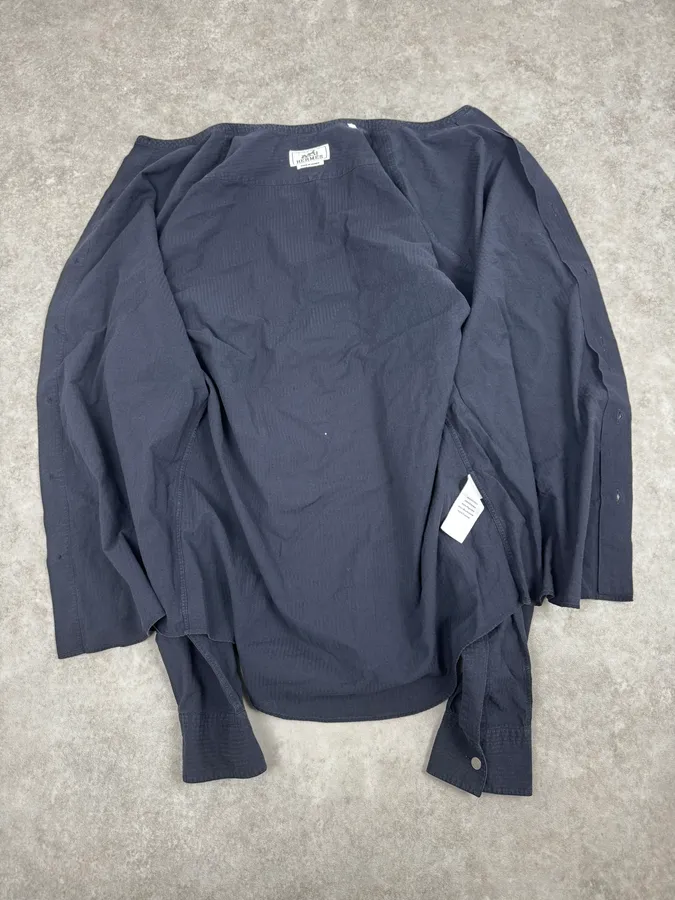 SS2002 Hermès Navy Mao Shirt - Image 7