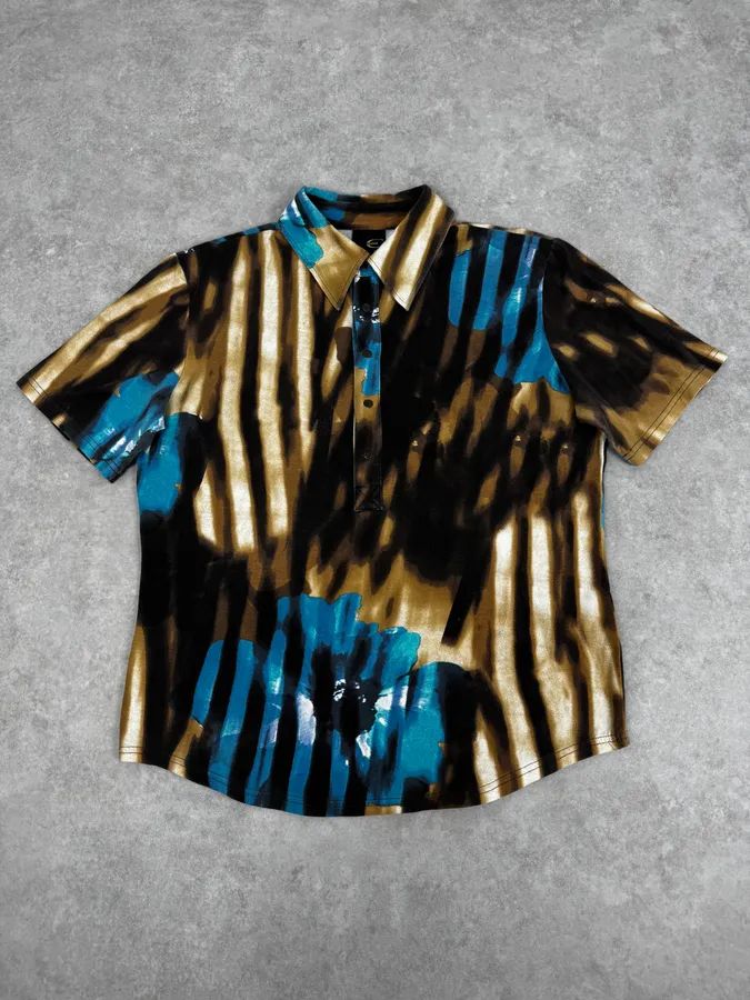 SS2002 Just Cavalli Psychedelic Hallucination Blue Flowers Shirt