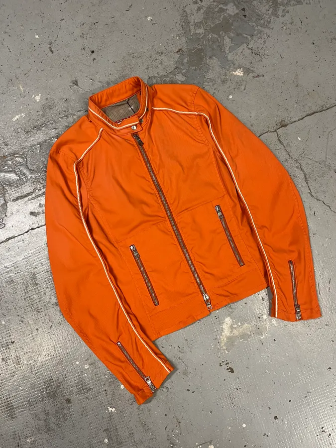 SS2002 Prada Orange Nylon Biker Jacket - Image 5