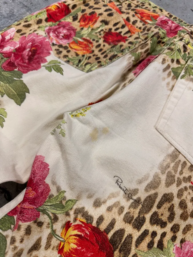 SS2002 Roberto Cavalli Flowers Leopard White Pants - Image 9