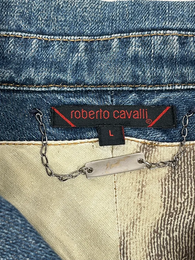 SS2002 Roberto Cavalli Futurist Biker Denim Jacket - Image 11
