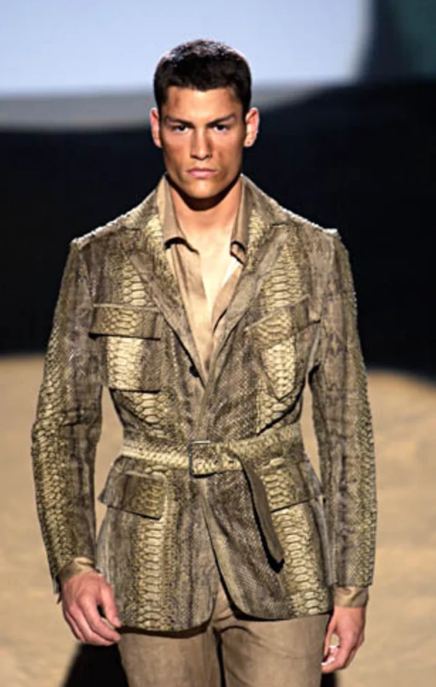 SS2002 Roberto Cavalli Python Leather Sand Jacket (L) - Image 2
