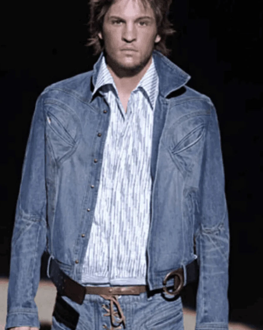 SS2002 Roberto Cavalli Structured Laced Arm Blue Denim Jacket - Image 2