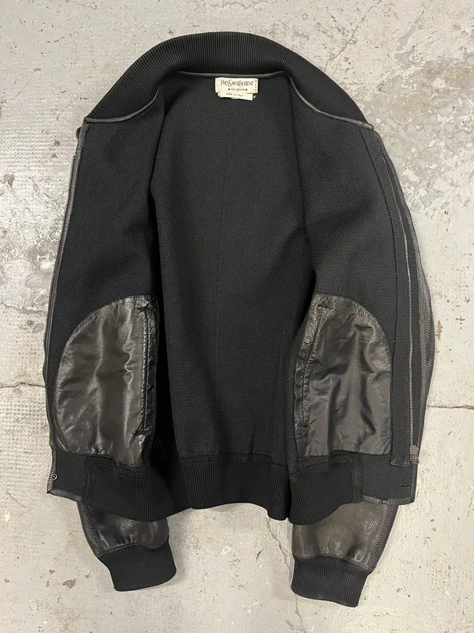 SS2002 Saint Laurent Tom Ford Black Leather Bomber Jacket - Image 6