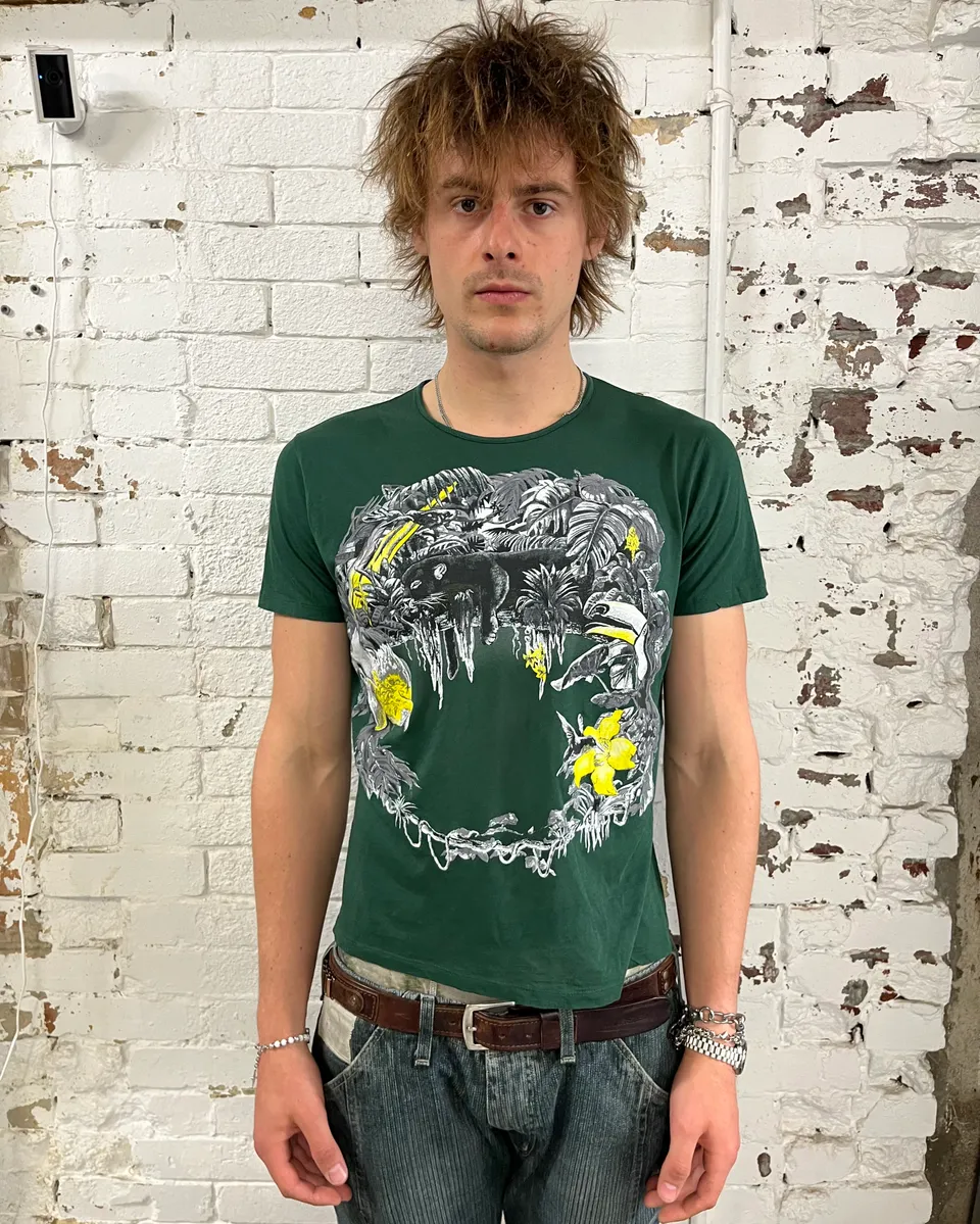 SS2003 Balenciaga Deep Green Toucan Jungle T-Shirt - Image 2