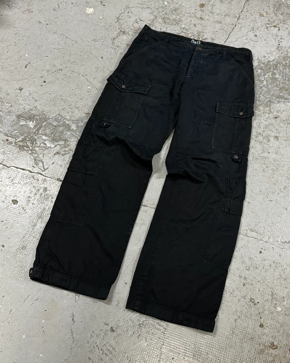 SS2003 Dolce & Gabbana Black Aviator Military Cargo Pants - Image 5