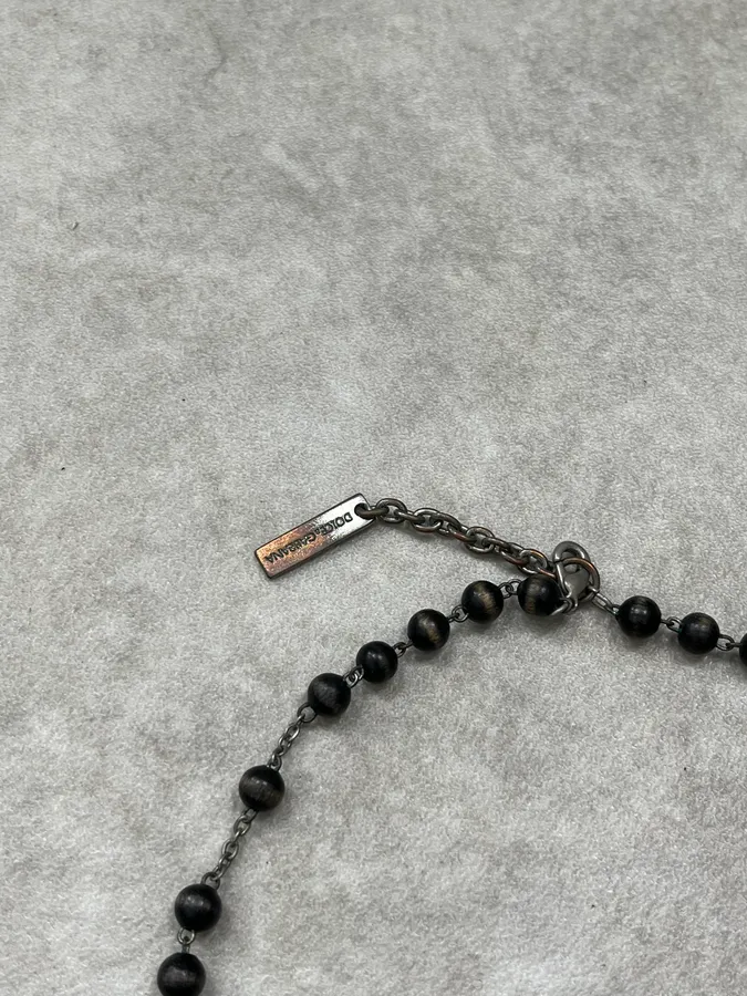 SS2003 Dolce & Gabbana Black & Brown Pearl Rosary Cross Necklace - Image 8