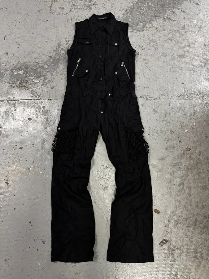 SS2003 Dolce & Gabbana Black Linen Millitary Combi Set