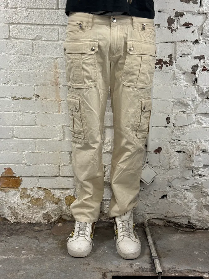 SS2003 Dolce & Gabbana Cream Cargo Pants - Image 2