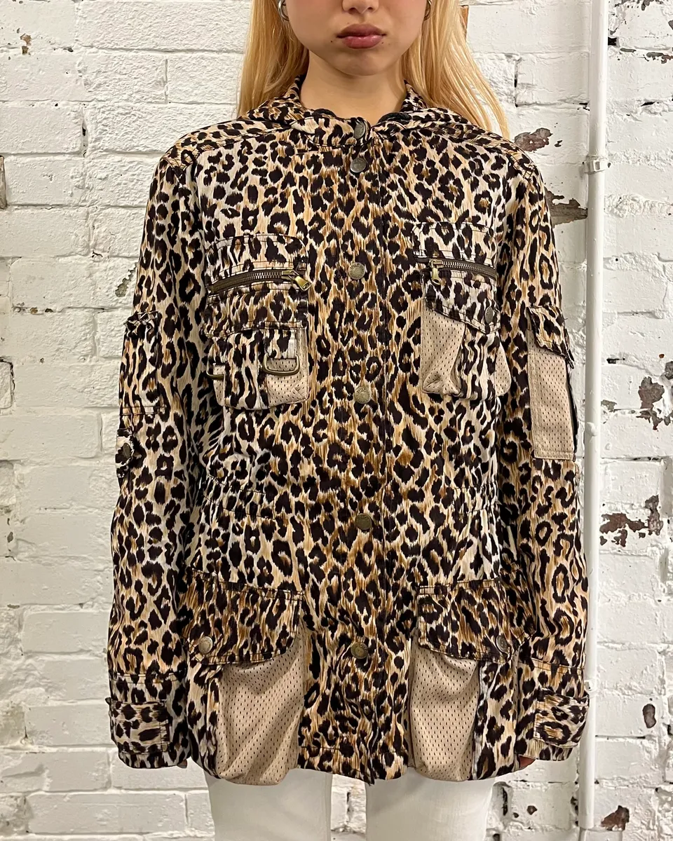 SS2003 Dolce & Gabbana Multi-Pocket Mesh Leopard Jacket - Image 2