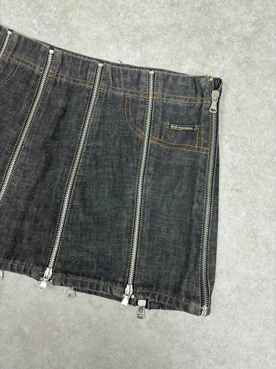 SS2003 Dolce & Gabbana Navy Denim Multi-Zip Skirt - Image 5