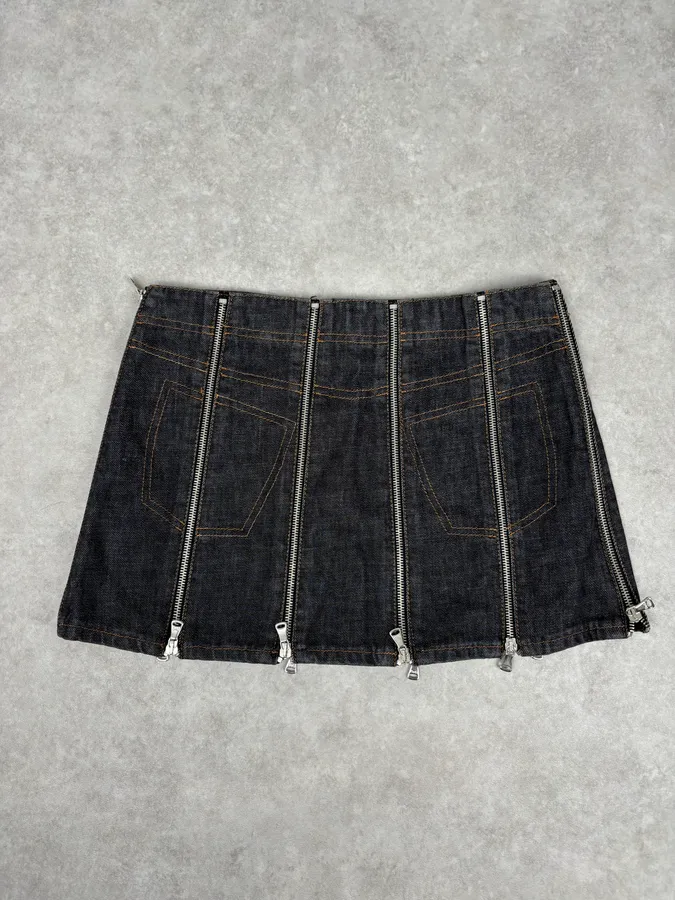 SS2003 Dolce & Gabbana Navy Denim Multi-Zip Skirt - Image 8