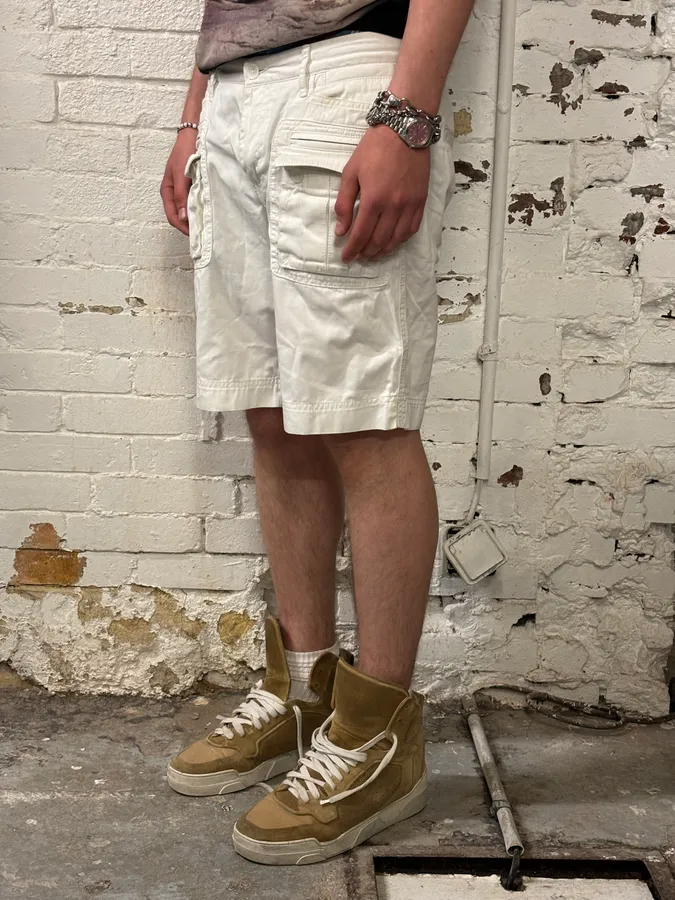 SS2003 Dolce & Gabbana White Creamy Cargo Shorts - Image 2