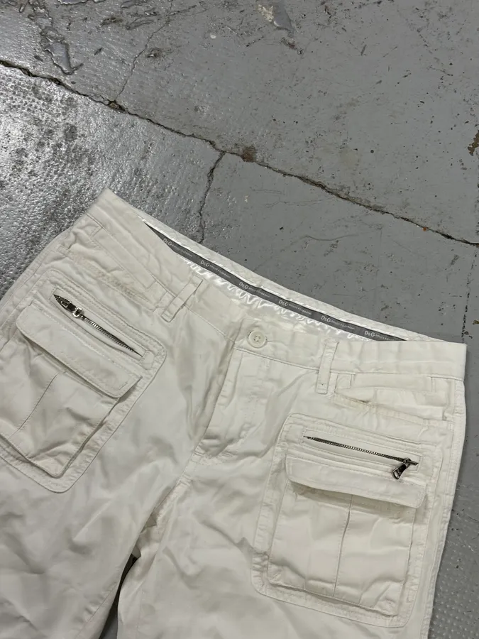 SS2003 Dolce & Gabbana White Creamy Cargo Shorts - Image 5