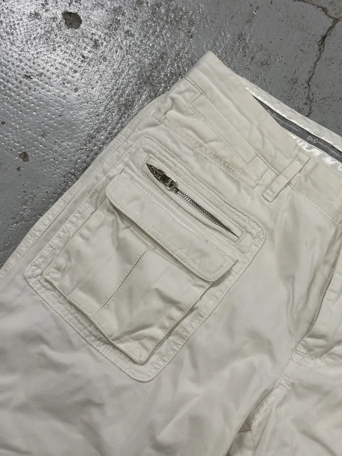 SS2003 Dolce & Gabbana White Creamy Cargo Shorts - Image 9