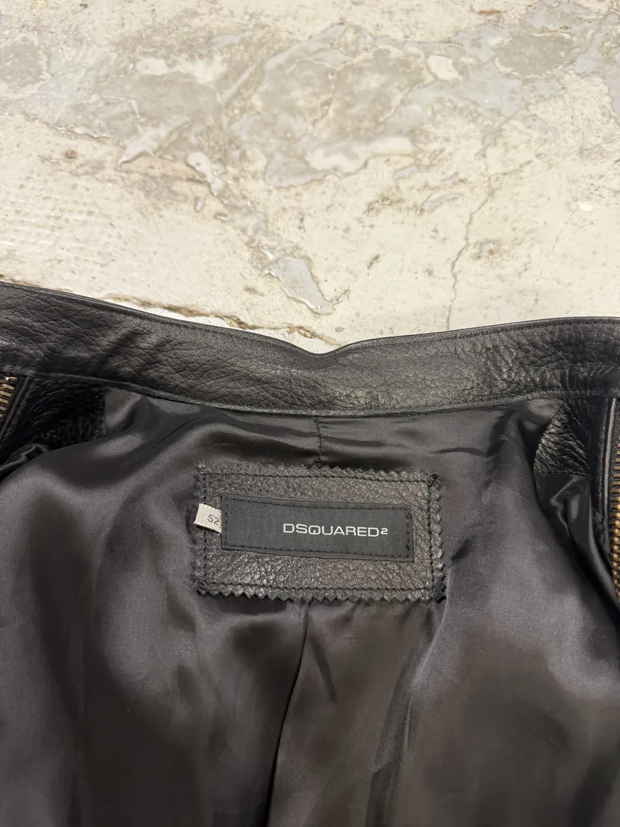 SS2003 Dsquared2 Arm Zips Black Biker Leather Biker Jacket - Image 10