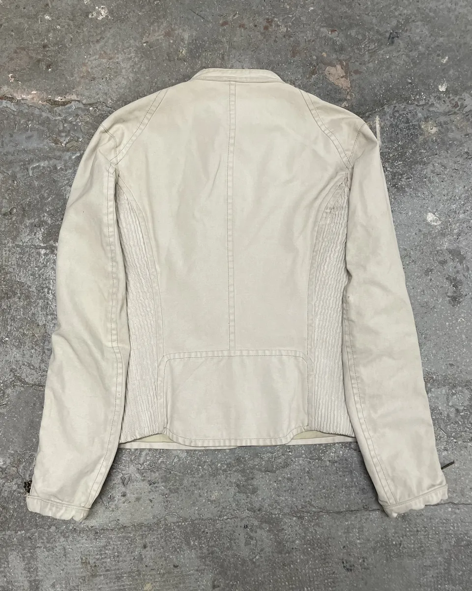 SS2003 Dsquared2 Biker Arm Zips Beige Jacket - Image 4