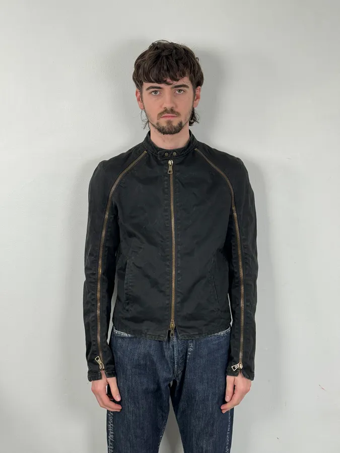 SS2003 Dsquared2 Black Arm Zip Biker Jacket