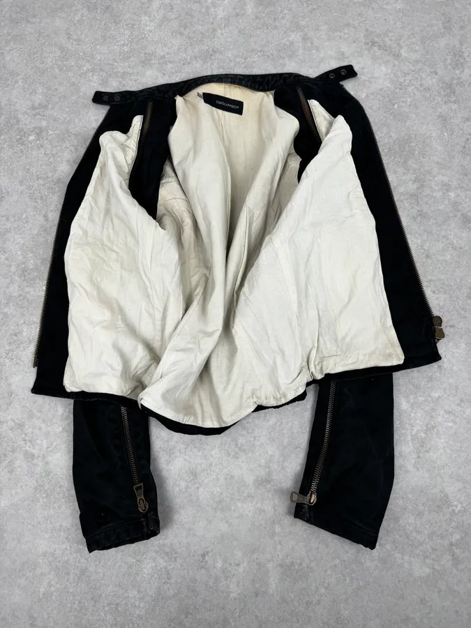 SS2003 Dsquared2 Black Arm Zip Biker Jacket - Image 10