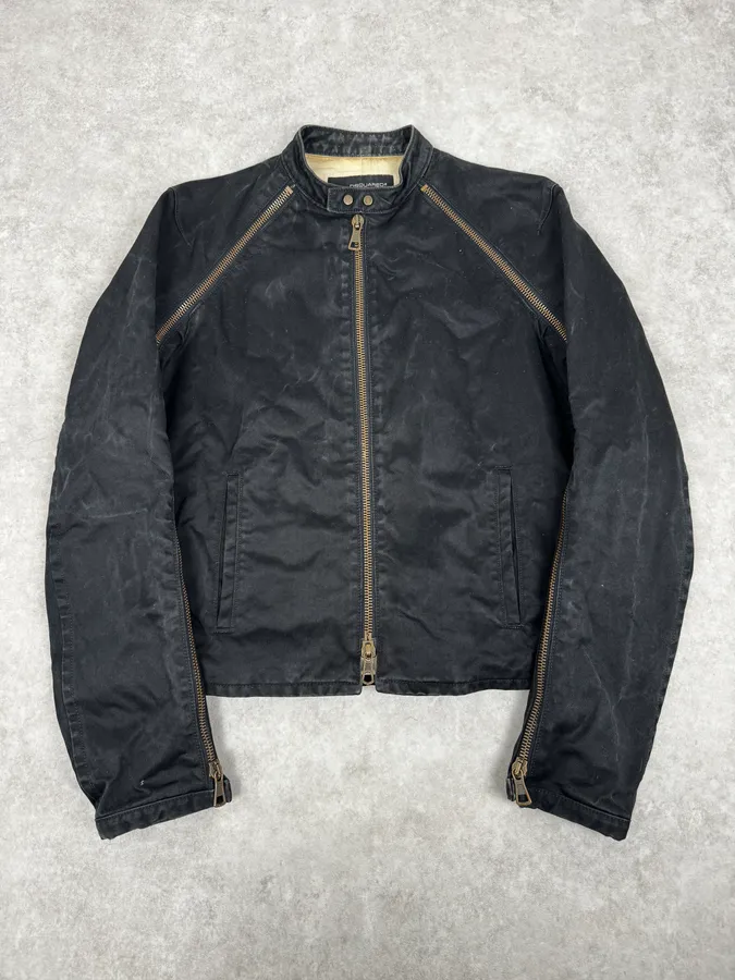 SS2003 Dsquared2 Black Arm Zip Biker Jacket - Image 2