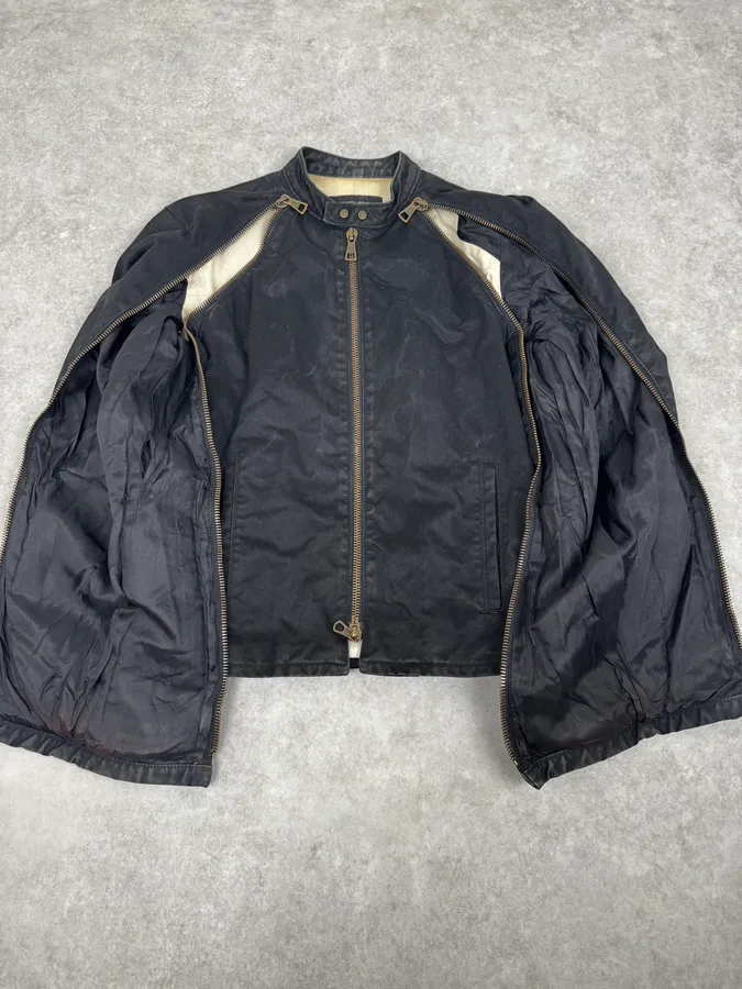 SS2003 Dsquared2 Black Arm Zip Biker Jacket - Image 6