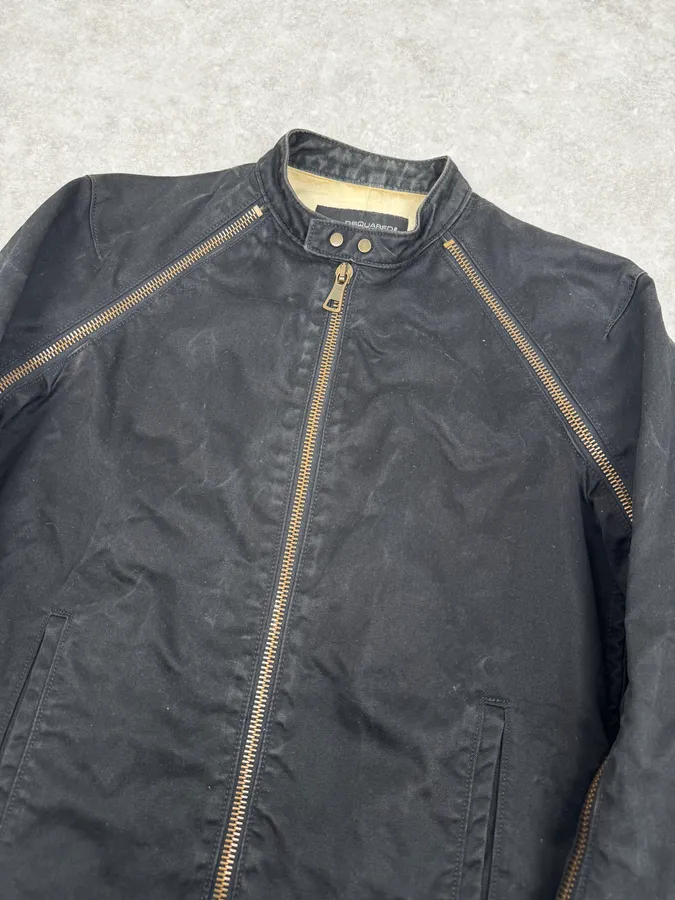 SS2003 Dsquared2 Black Arm Zip Biker Jacket - Image 8