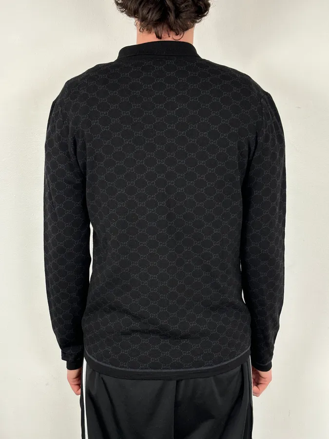 SS2003 Gucci Black Wool GG Monogram Polo Sweater by Tom Ford - Image 3