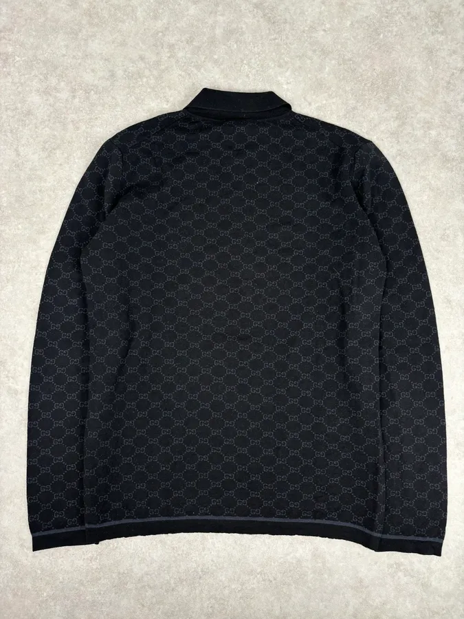 SS2003 Gucci Black Wool GG Monogram Polo Sweater by Tom Ford - Image 5