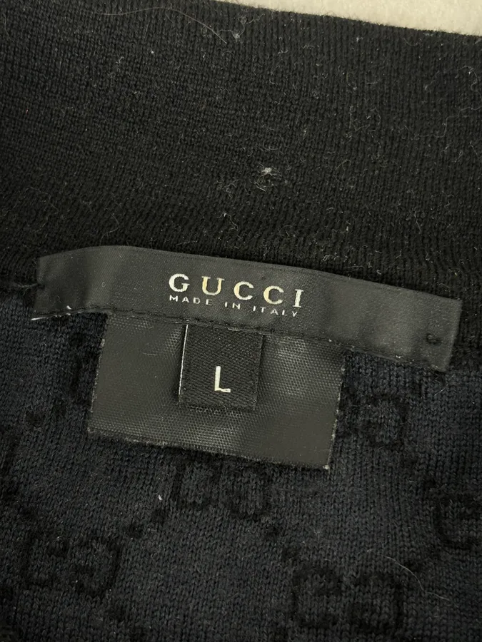 SS2003 Gucci Black Wool GG Monogram Polo Sweater by Tom Ford - Image 8