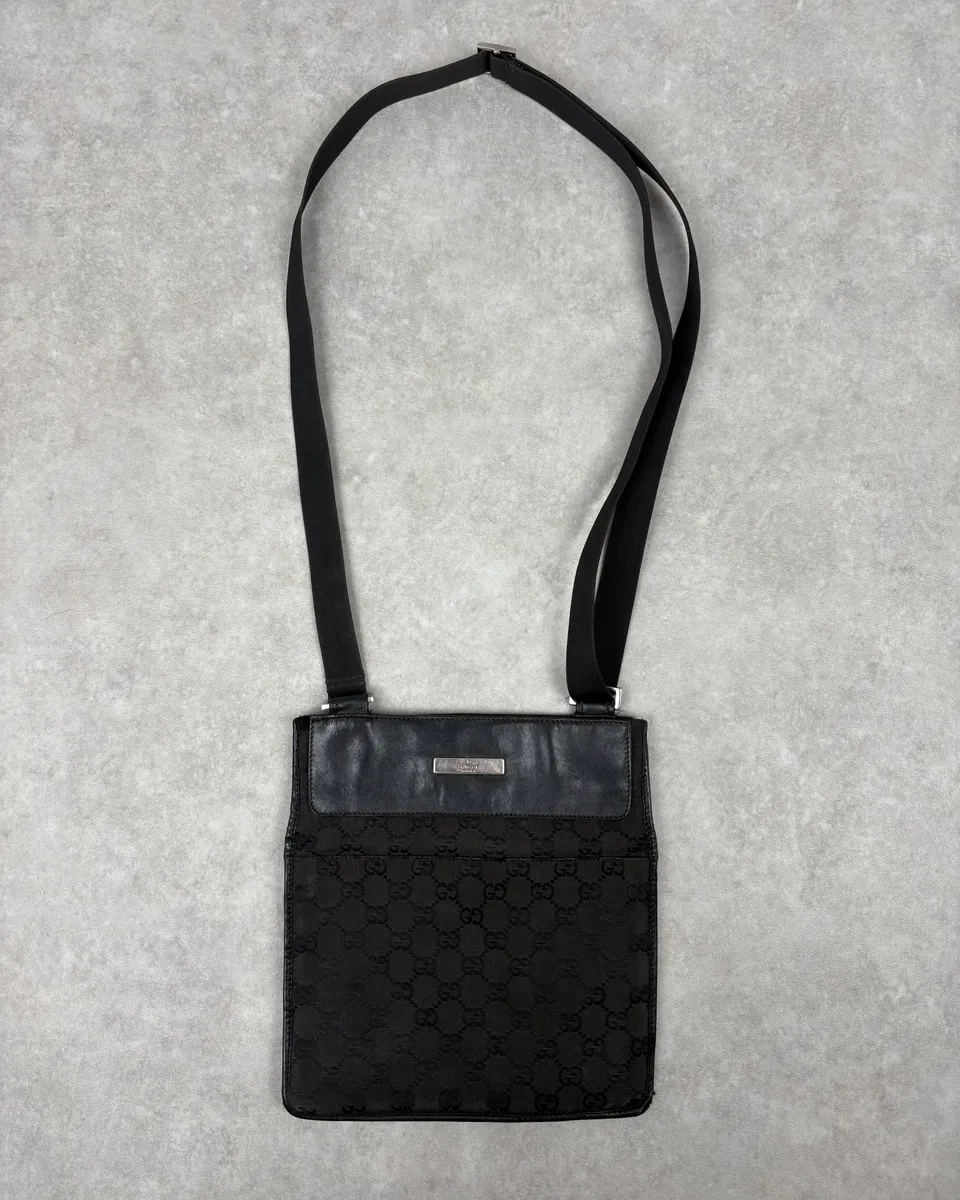 SS2003 Gucci G Propaganda Black Hybrid Leather Shoulder Bag
