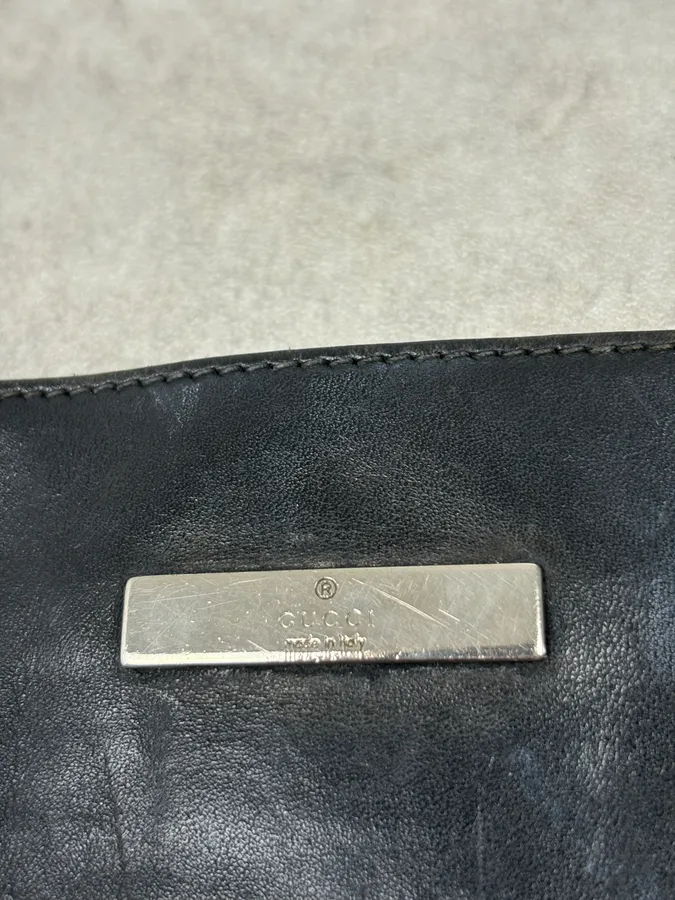 SS2003 Gucci G Propaganda Black Hybrid Leather Shoulder Bag - Image 5