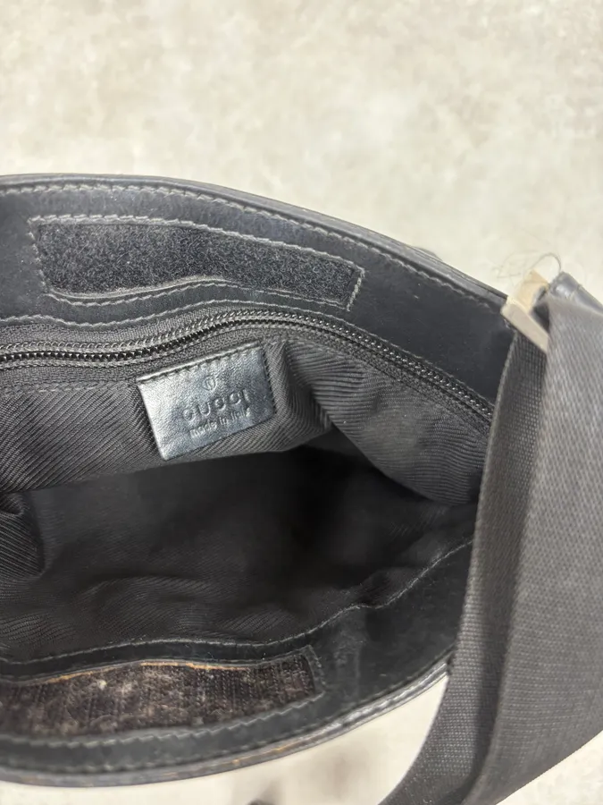 SS2003 Gucci G Propaganda Black Hybrid Leather Shoulder Bag - Image 7