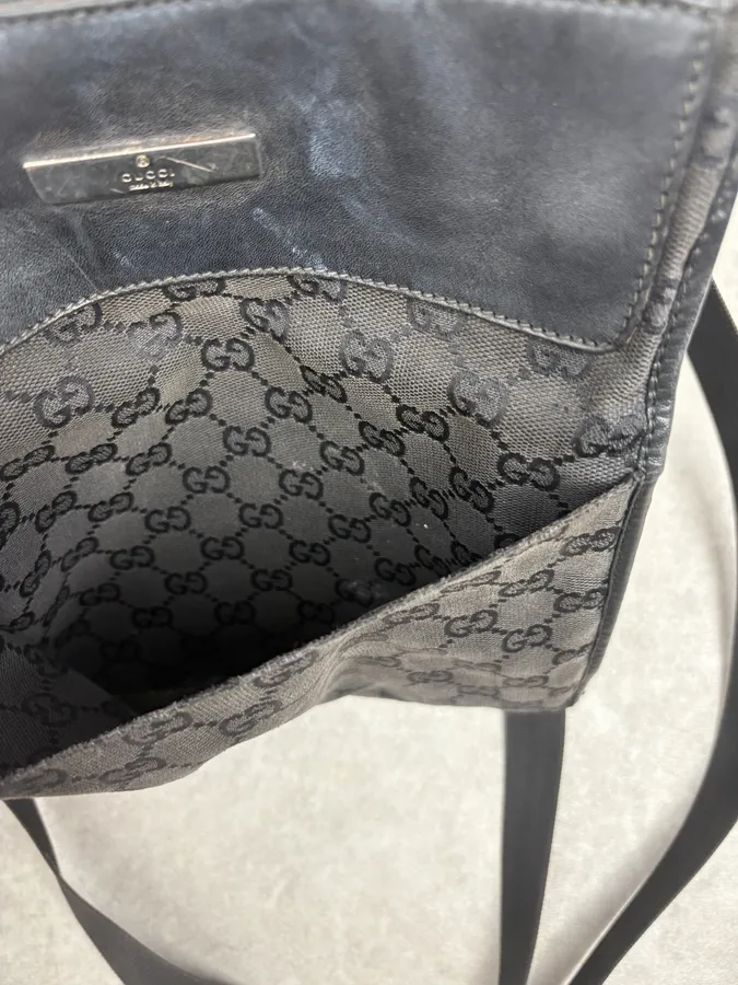 SS2003 Gucci G Propaganda Black Hybrid Leather Shoulder Bag - Image 8