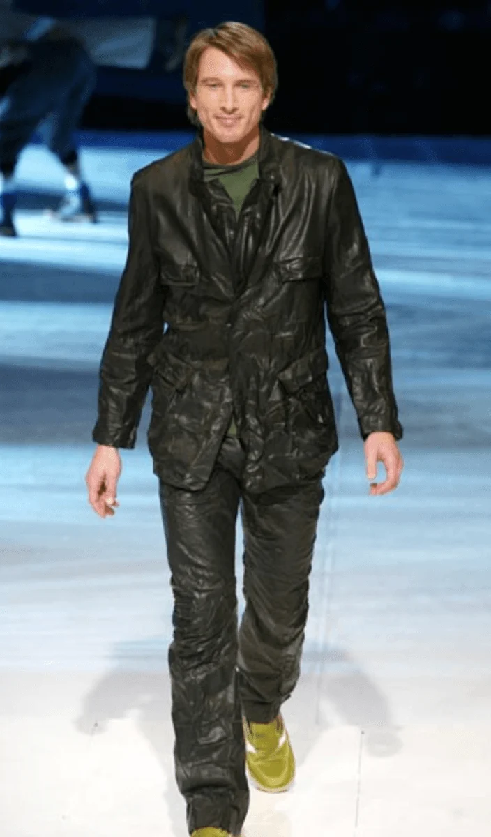 SS2003 Marithé + François Girbaud Brown Leather Plissed Blazer Jacket - Image 2