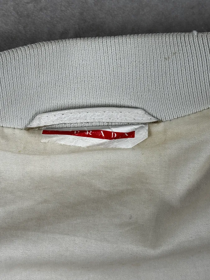 SS2003 Prada White Classic Leather Bomber Jacket - Image 10
