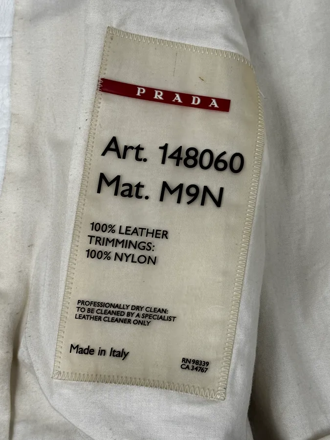 SS2003 Prada White Classic Leather Bomber Jacket - Image 11