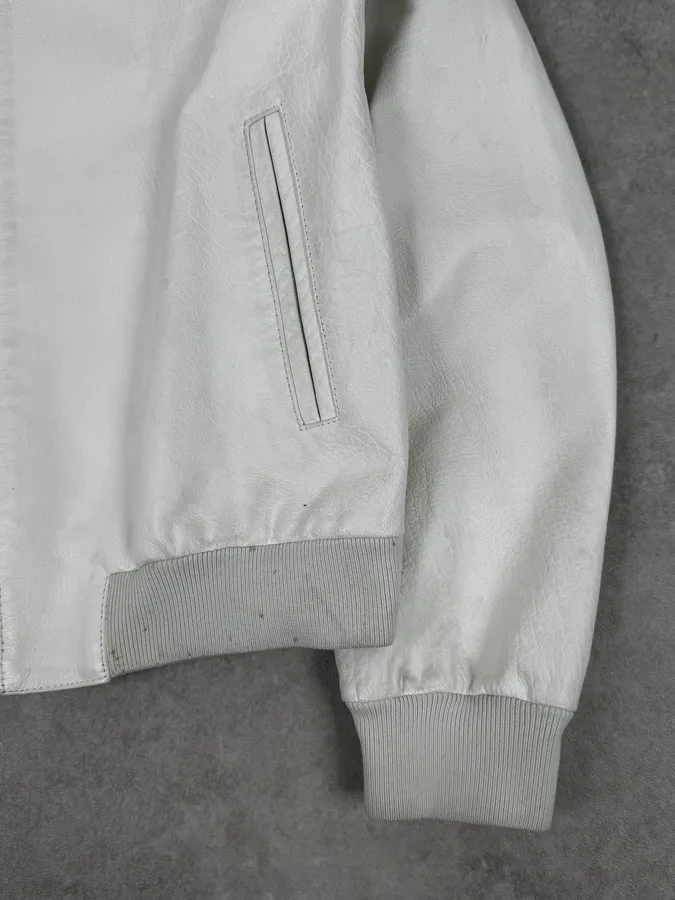 SS2003 Prada White Classic Leather Bomber Jacket - Image 8
