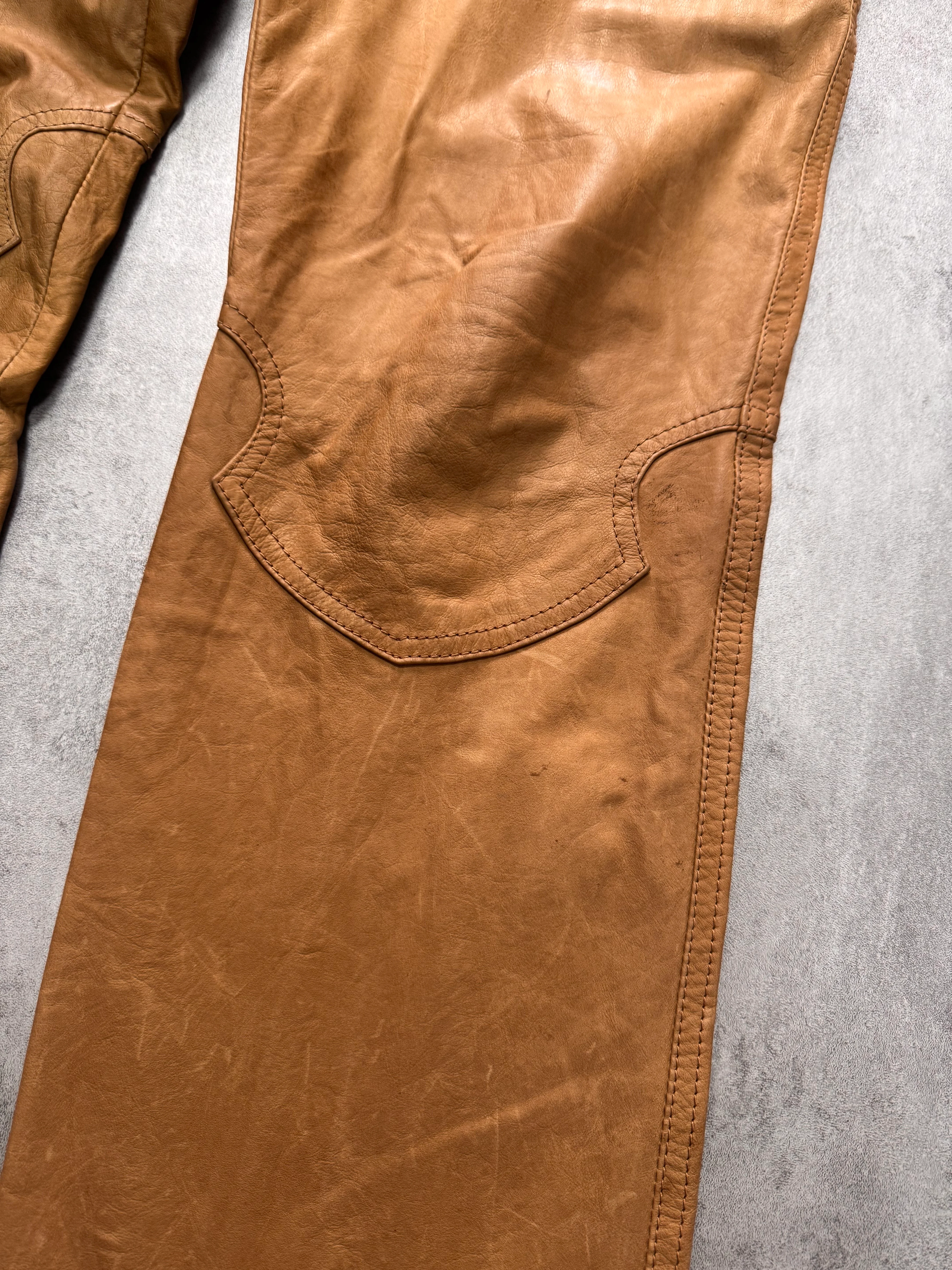 SS2003 Roberto Cavalli Biker Beige Leather Pants - Image 3