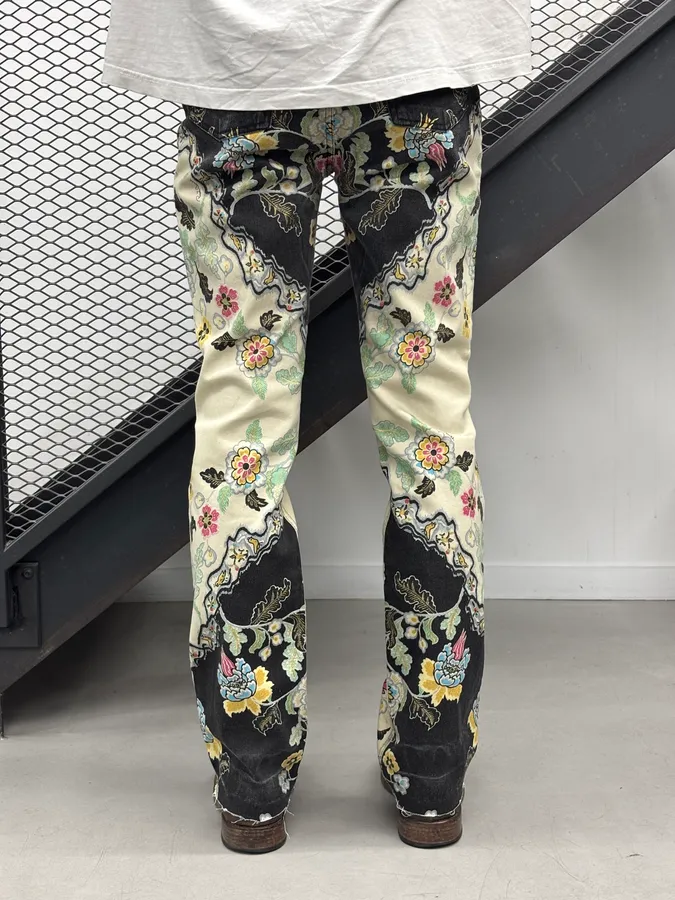 SS2003 Roberto Cavalli White & Black Chineese Floral Pants - Image 5
