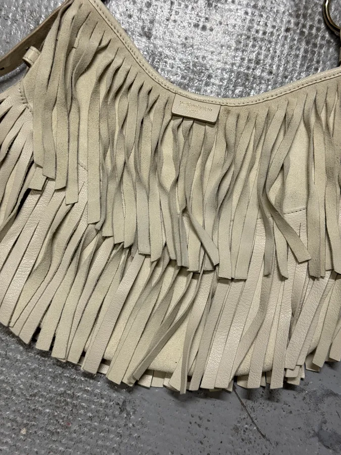 SS2003 Yves Saint Laurent Fringe Layered White Leather Handle Bag by Tom Ford - Image 7