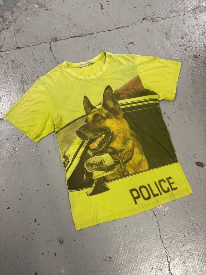 SS2004 Balenciaga Neon Yellow Police Dog T-Shirt - Image 4