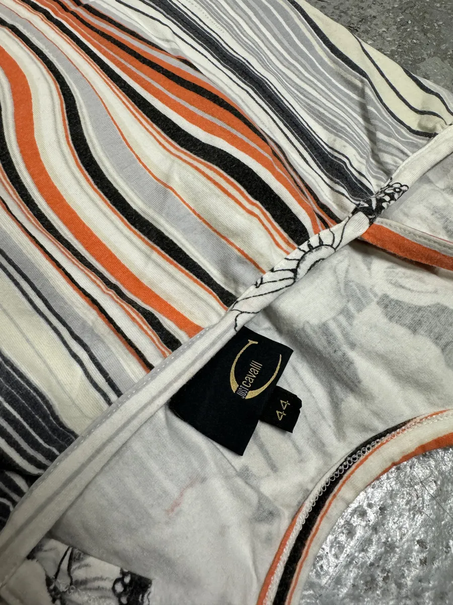 SS2004 Cavalli Abstract Orange White Flowers Dress - Image 6