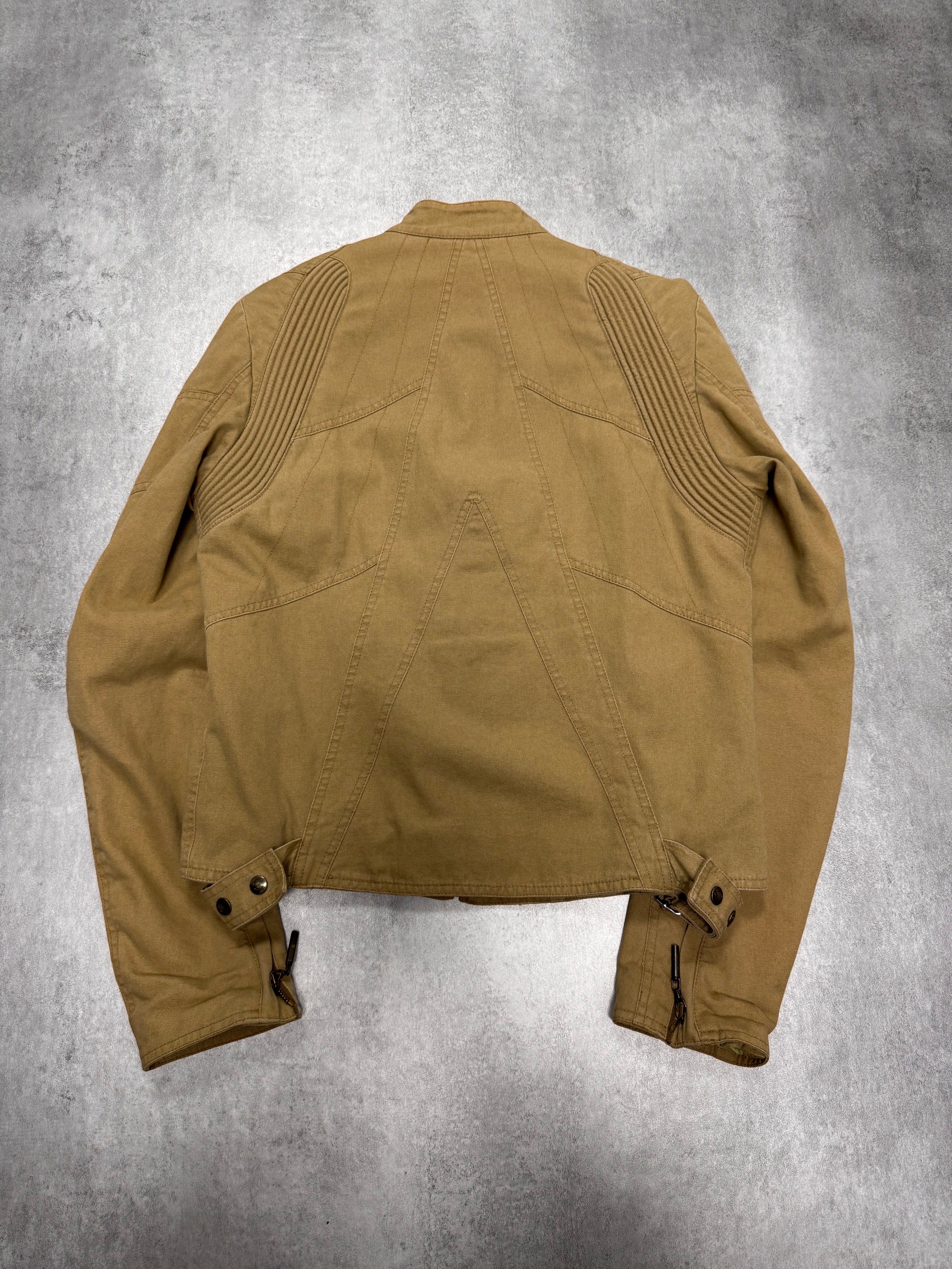 SS2004 Cavalli Biker Structured Beige Denim Jacket - Image 3