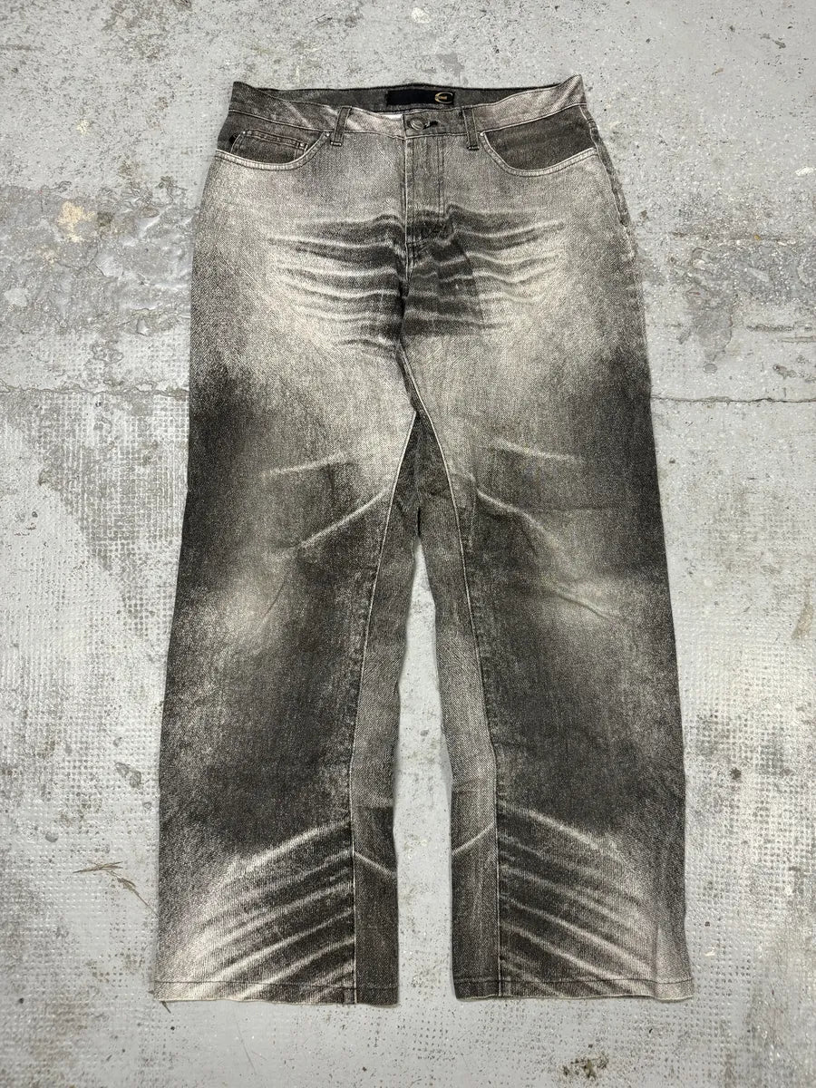 SS2004 Cavalli Black & White Eroded Vitality Pants