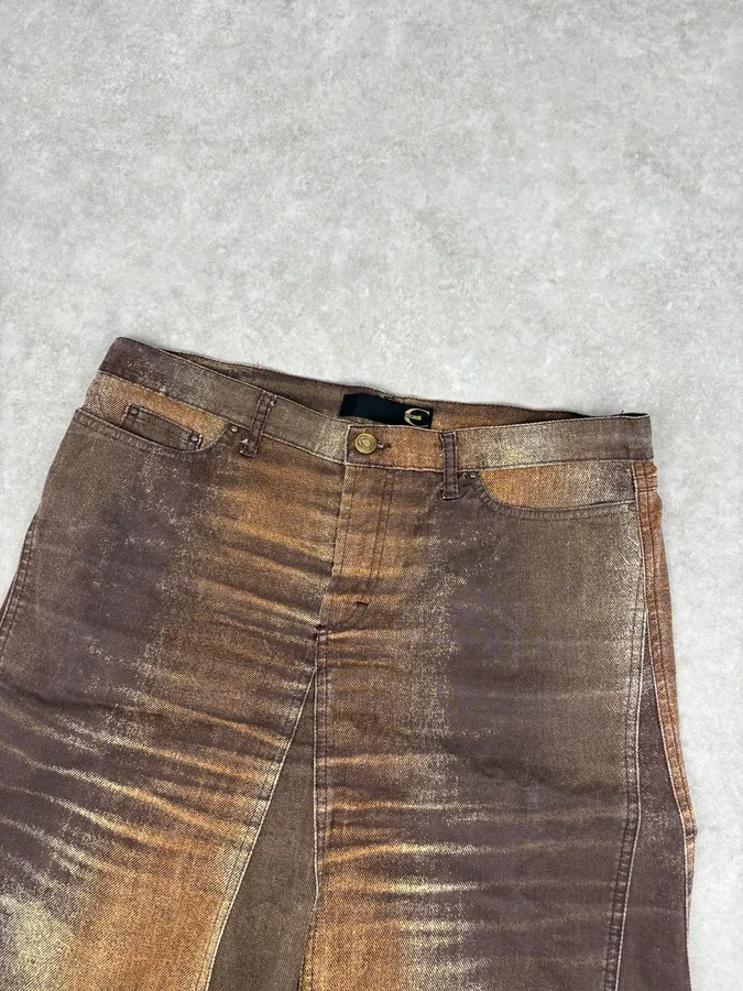 SS2004 Cavalli Brown Denim Metallic Skirt - Image 5