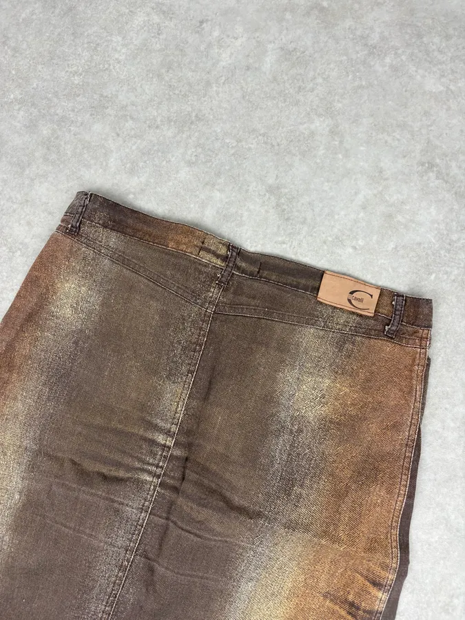 SS2004 Cavalli Brown Denim Metallic Skirt - Image 7