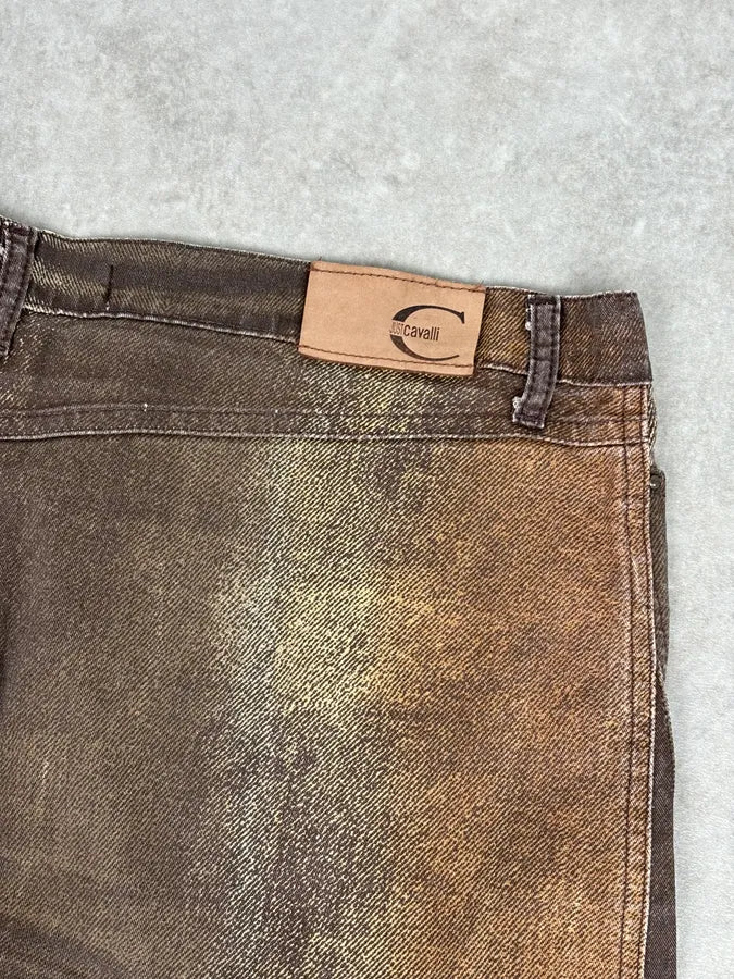 SS2004 Cavalli Brown Denim Metallic Skirt - Image 8