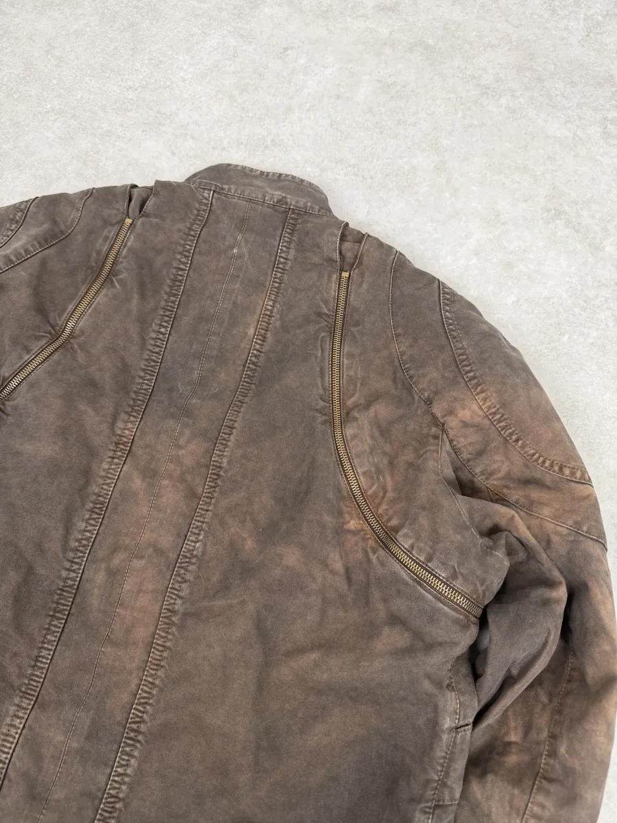 SS2004 Cavalli Brown Multi-Zip Bomber Jacket - Image 9