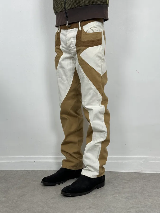 SS2004 Cavalli Calm Sahara Beige & White Pants - Image 3