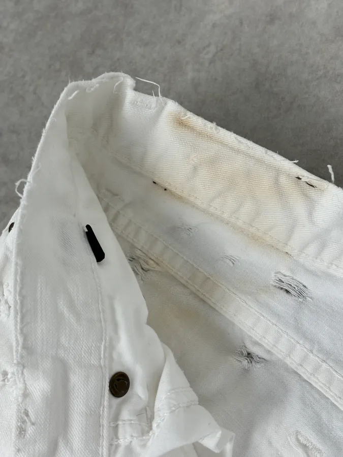 SS2004 Cavalli Distressed White Denim Jeans - Image 11